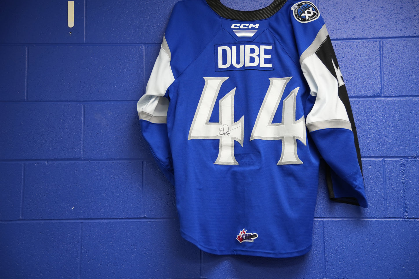 Game-Worn Jersey: #44 Dube (Blue) 20th