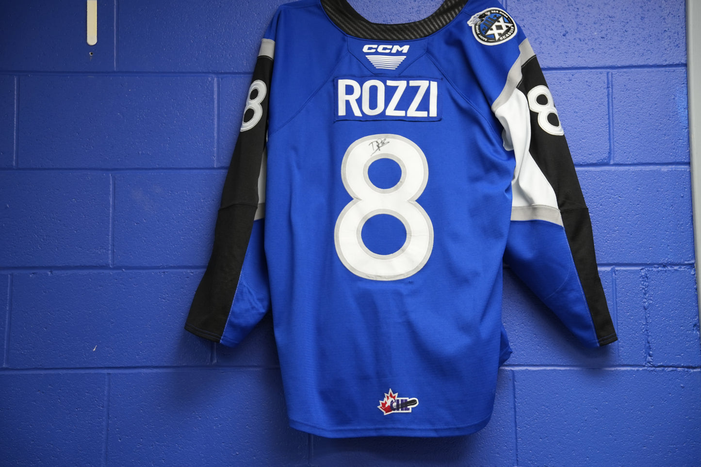 Game-Worn Jersey: #8 Rozzi (Blue) 20th