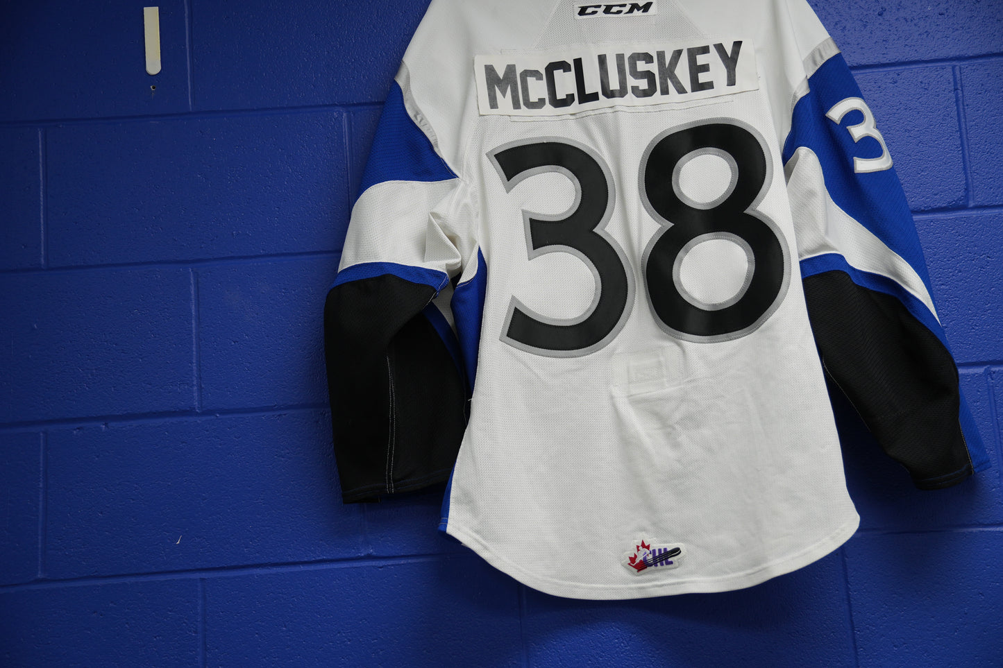 Game-Worn Jersey: #38 McCluskey (White)