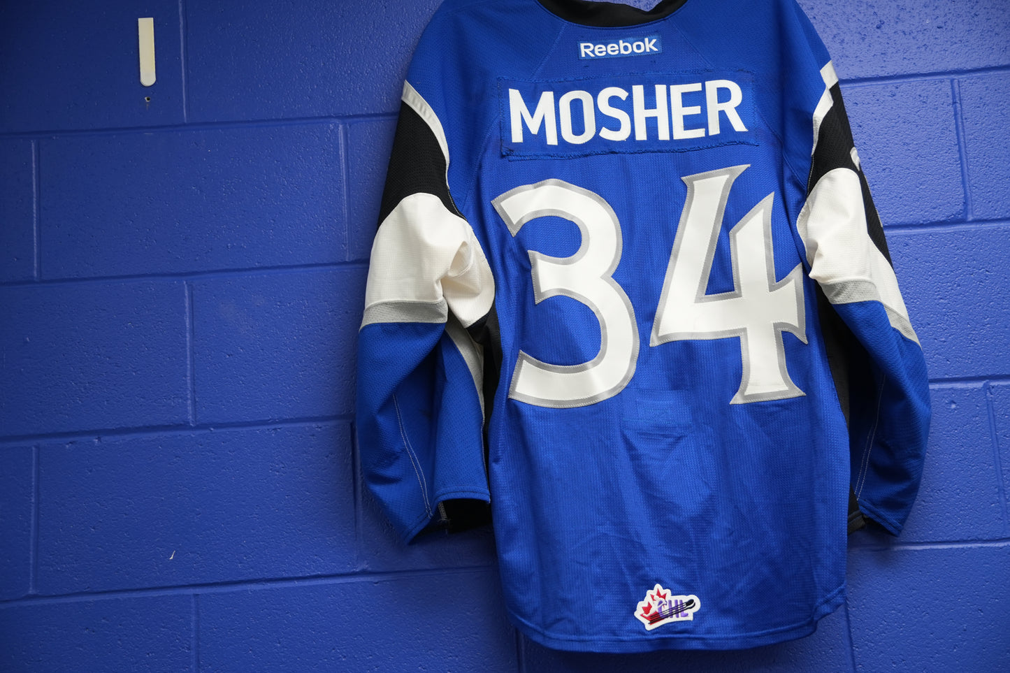Game-Worn Jersey: #34 Mosher (Blue)