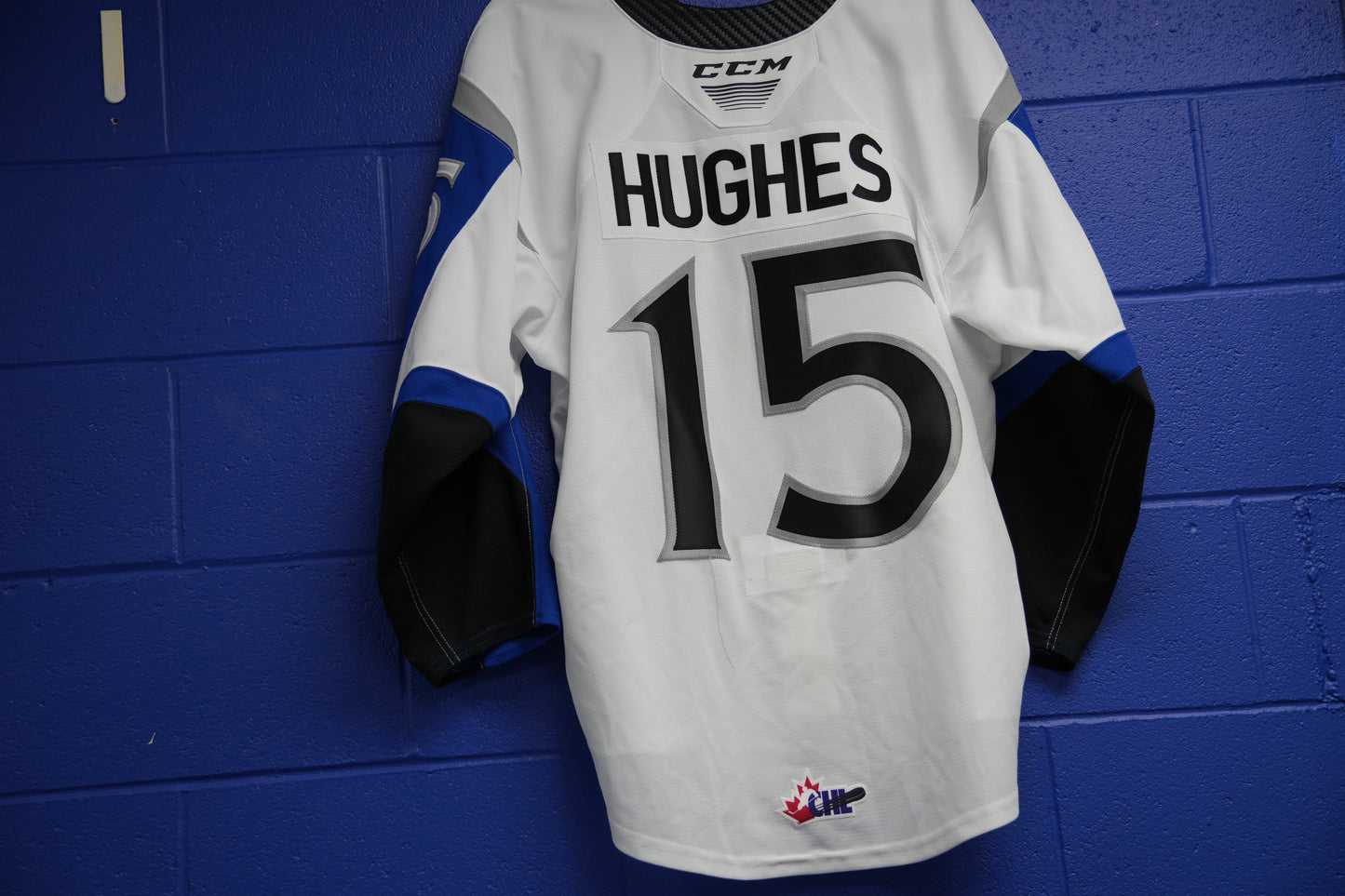 Game-Worn Jersey: #15 Hughes (White)