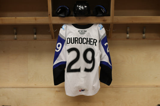 Game-Worn Jersey: Jeffrey Durocher - White (2019-20)