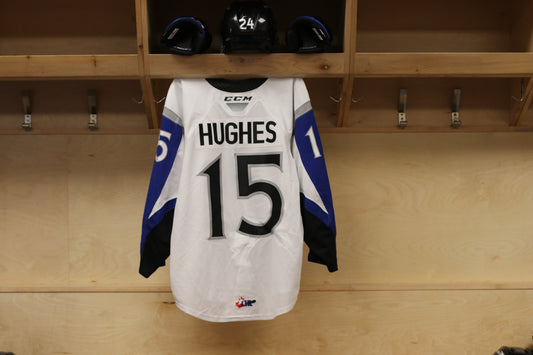 Game-Worn Jersey: Simon Hughes  -  White (2020-21)